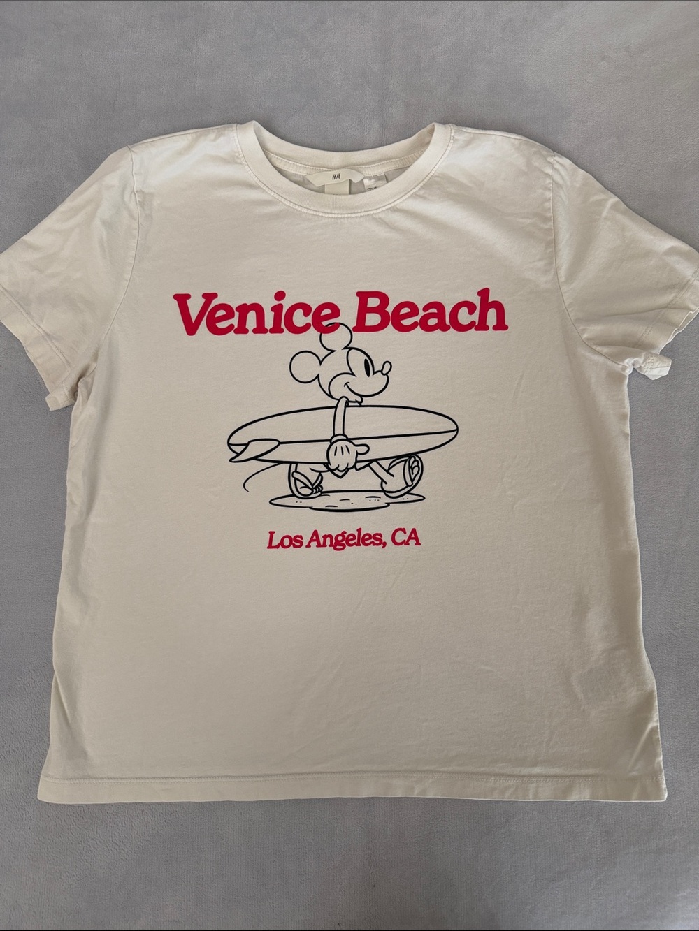 Venice Beach Graphic Tee - White with Red Print